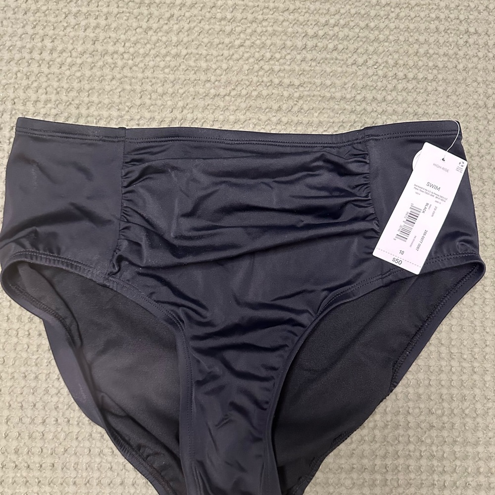 Liz Claiborne Black High Waisted Bikini Bottoms- NWT